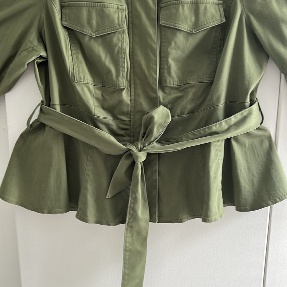 2. Lane Bryant Woman’s Jacket with Peplum waist, zip and snap closure, and belt - Picture 5 of 16